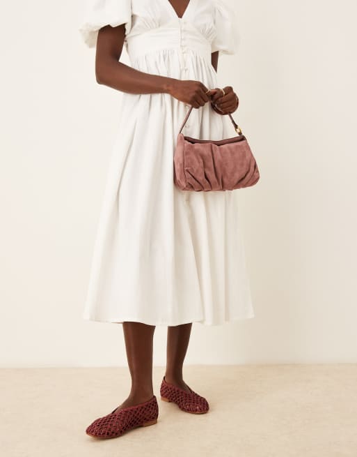 ASOS DESIGN Linus clean ballet flats in burgundy weave