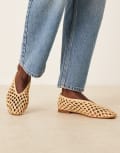 [ASOS DESIGN] ASOS DESIGN Linus clean ballet flats in natural weave-Neutral 41 NATURAL WEAVE