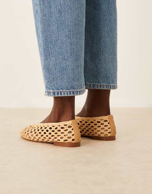 ASOS DESIGN Linus clean ballet flats in natural weave