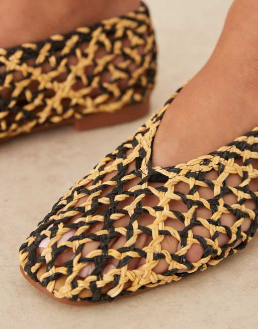 ASOS DESIGN – Linus – Płaskie balerinki w naturalnym i czarnym kolorze, 2 z 4