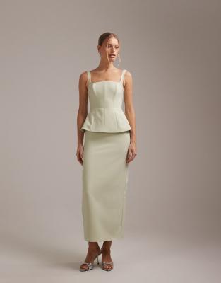 ASOS DESIGN - L'invitée - Robe structurée à encolure carrée - Vert ...