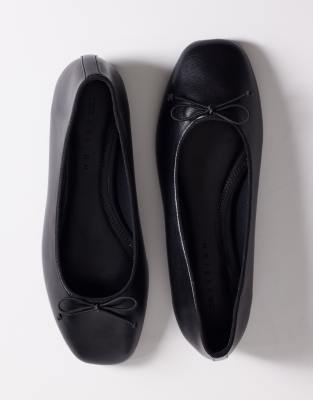 Asos Design Lion Bow Ballet Flats In Black