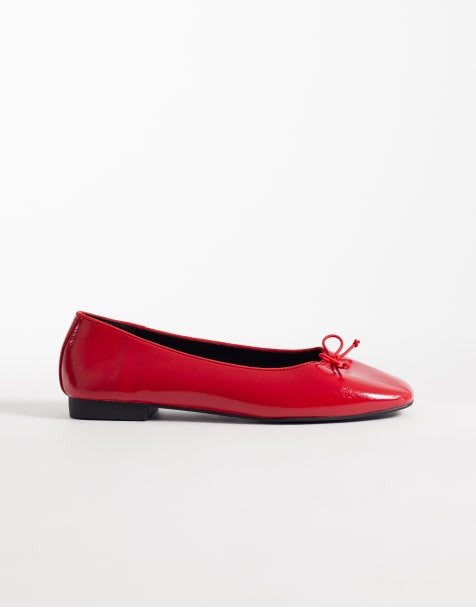 ASOS DESIGN Lion bow ballet flats in red - view 1