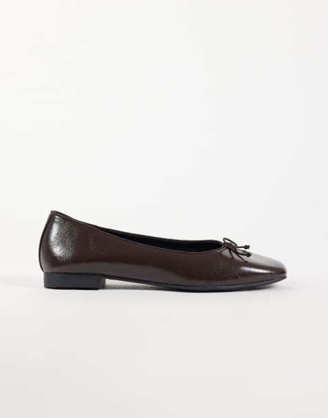 ASOS DESIGN Lion bow ballets in chocolate - view 1