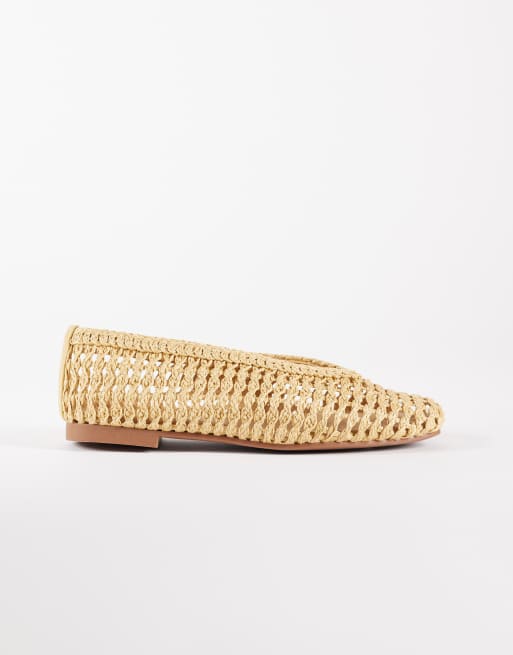 ASOS DESIGN – Lioness – Plecione balerinki w naturalnym kolorze, 2 z 4