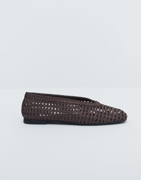 ASOS DESIGN Lioness weave ballets in chocolate - view 1