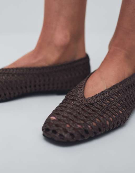 ASOS DESIGN Lioness weave ballets in chocolate, 4 of 11