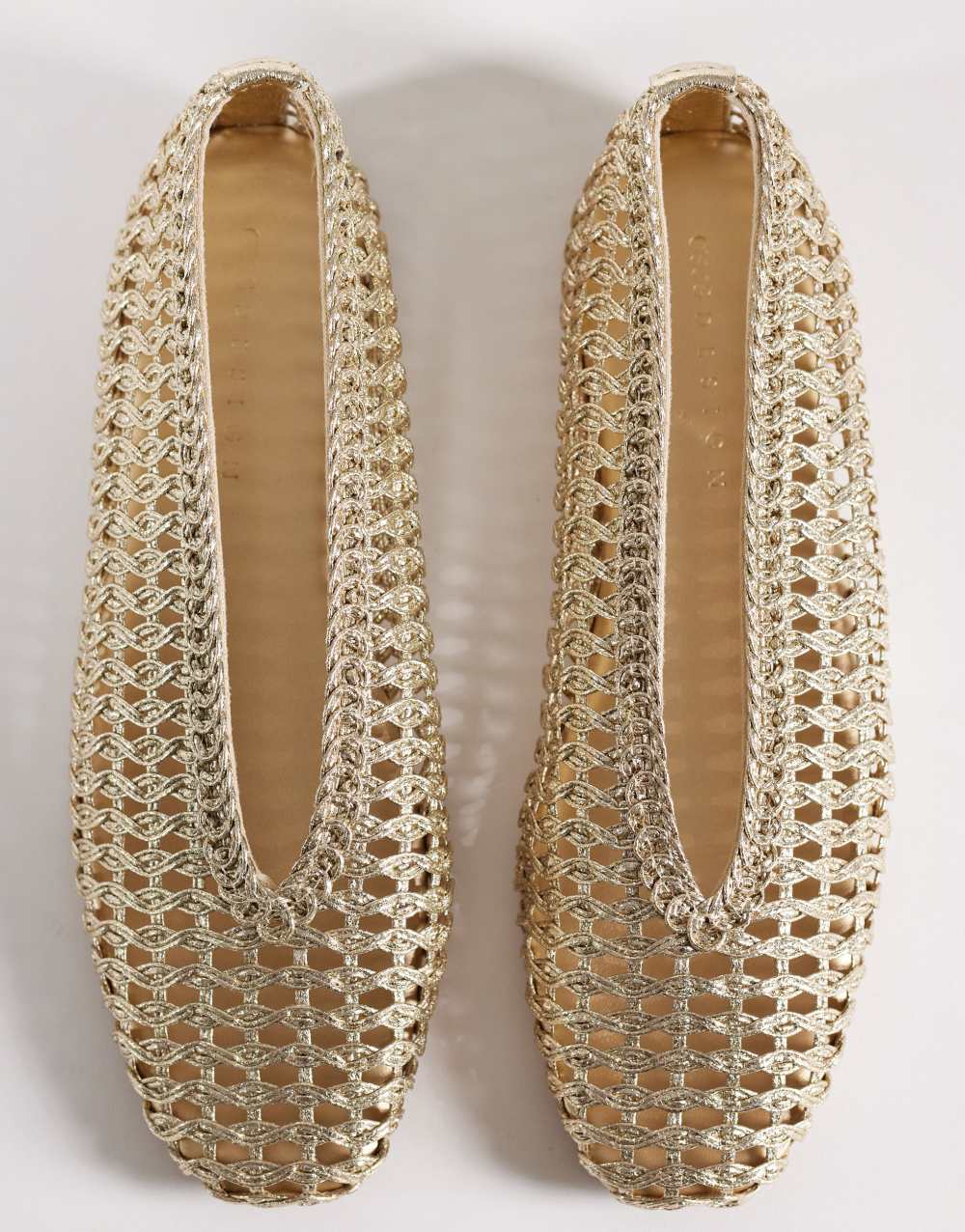 ASOS DESIGN Lioness weave ballets in gold