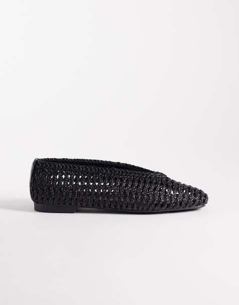 ASOS DESIGN Lioness woven ballet flats in black - view 1
