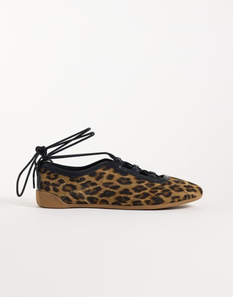 ASOS DESIGN Liquorice lace up ballets in leopard - view 1