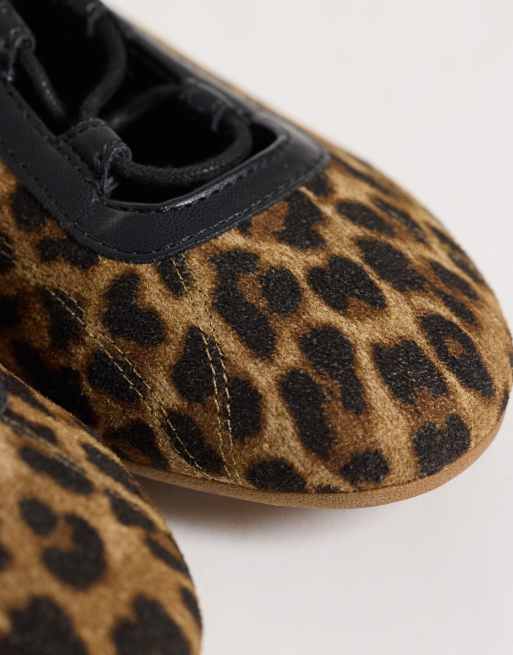 ASOS DESIGN Liquorice lace up ballets in leopard, 2 of 4