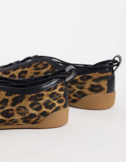 ASOS DESIGN Liquorice lace up ballets in leopard, 4 of 4