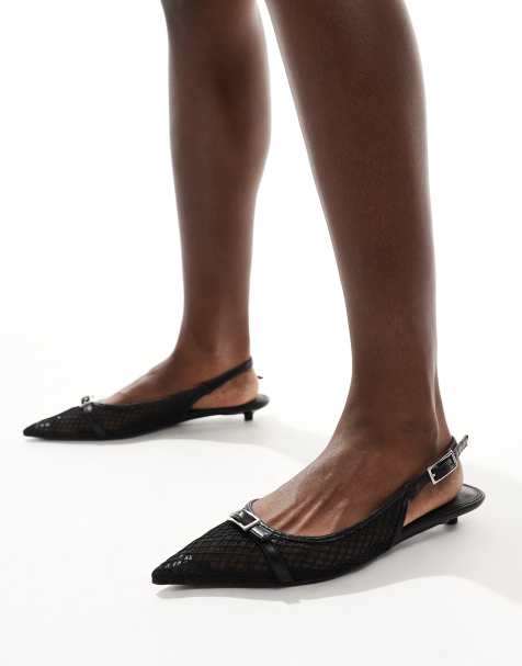 ASOS DESIGN – Lire – Svarta ballerinaskor i mesh med hälrem - view 1