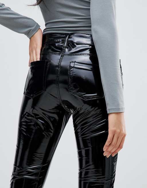 ASOS DESIGN - Lisbon - Jeans skinny a vita medio alta in vinile, 3 di 4