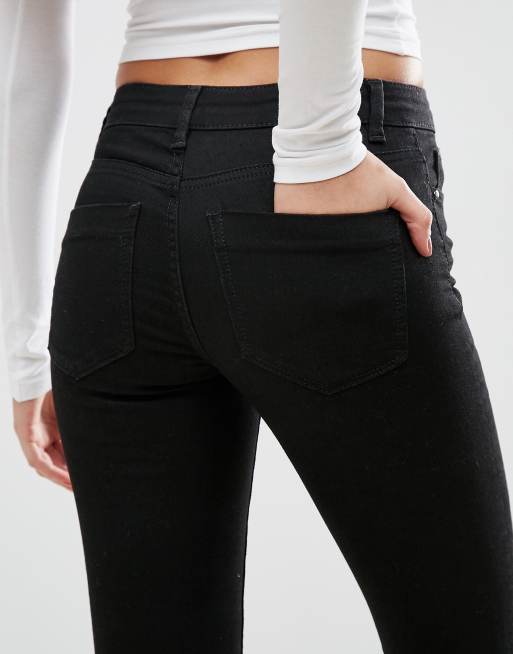 ASOS DESIGN lisbon mid rise 'skinny' jeans in clean black in ankle grazer length, 3 of 4