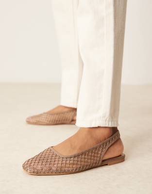 Asos Design Lisse Point-toe Slingback Ballet Flats