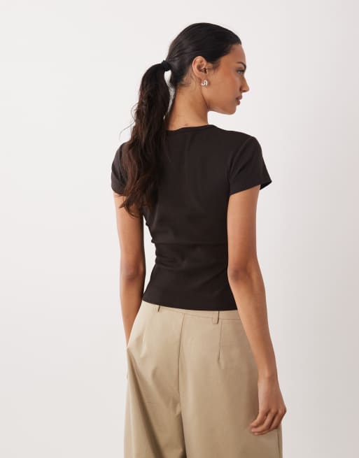 ASOS DESIGN – Liten, ribbad t-shirt i henleystil, del av set, 4 av 4