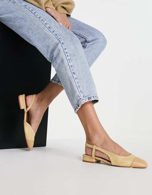 ASOS DESIGN - Lively - Ballerina's met hielbandje van raffia in naturel, 4 van 4