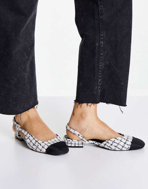 ASOS DESIGN - Lively - Ballerines plates pointure large à bride arrière - Tweed crème, 4 de 4