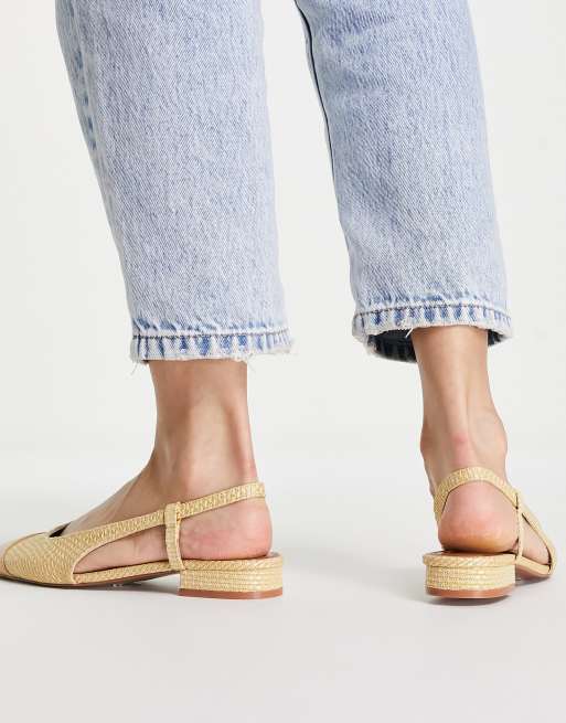ASOS DESIGN - Lively - Ballerines pointure large à bride arrière en raphia naturel, 2 de 4