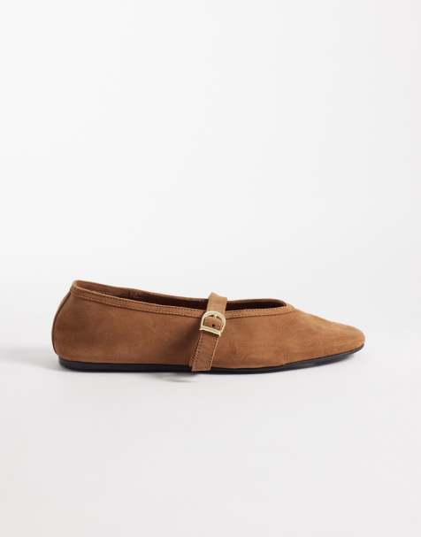 ASOS DESIGN - Lively - Ballerines style babies en daim de qualité supérieure - Caramel - view 1