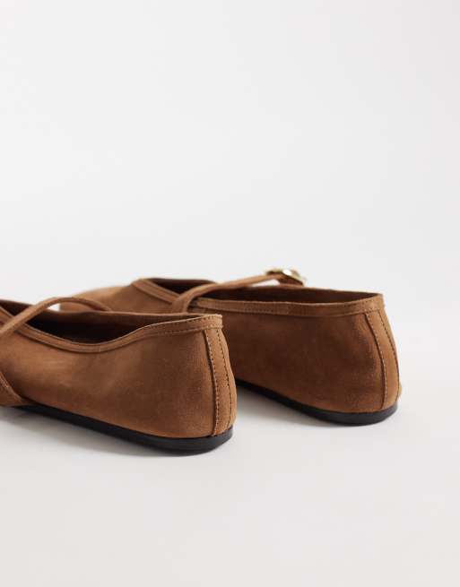 ASOS DESIGN - Lively - Mary Jane ballerina's van premium suède in toffee, 4 van 4