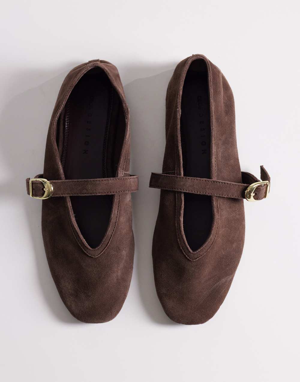 ASOS DESIGN Lively premium  suede mary jane ballets in chocolate