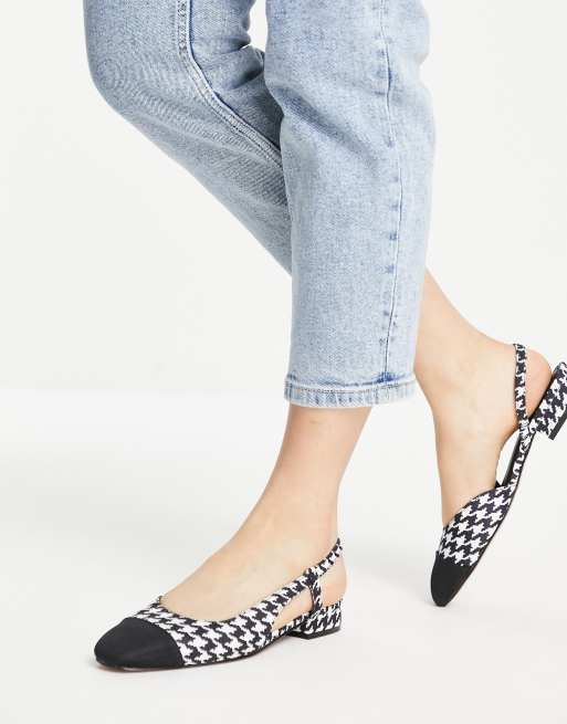 ASOS DESIGN - Lively - Slingback-ballerina's in geruit 
