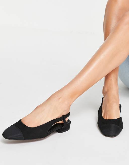 Black flat sling outlet back shoes