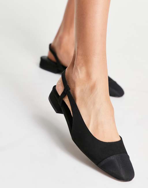 ASOS DESIGN Wide Fit Latte round toe slingback ballet in black