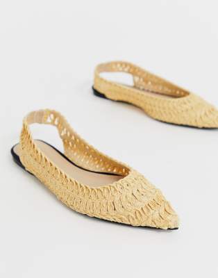 asos design lively slingback ballet flats in beige and black
