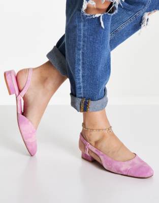 asos design lively slingback ballet flats in beige and black