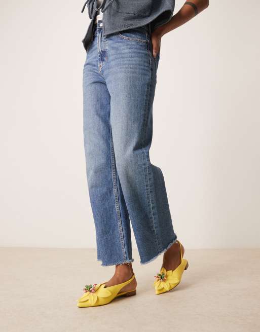 ASOS DESIGN - Livia - Ballerines à bout pointu, fleur et bride arrière - Jaune vif, 4 de 4