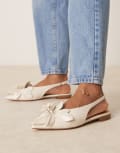 [ASOS DESIGN] ASOS DESIGN Livia point-toe flower slingback ballets in off white 37 OFF-WHITE PU