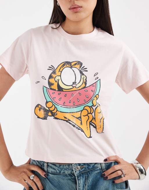ASOS DESIGN Lizenz-T-Shirt mit Garfield-Print in Pink, 3 von 4
