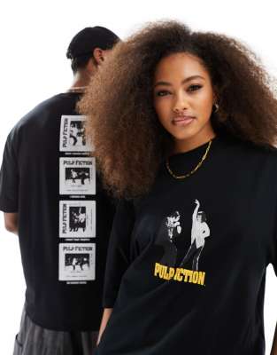 ASOS DESIGN - Lizenziertes Unisex-T-Shirt in Schwarz mit Oversize-Schnitt und Pulp Fiction -Grafikprints