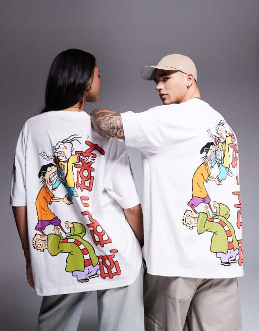ASOS DESIGN – Lizenziertes Unisex-T-Shirt in Weiß mit „Ed, Edd n Eddy“-Schaumprints und Oversize-Schnitt, 4 von 4