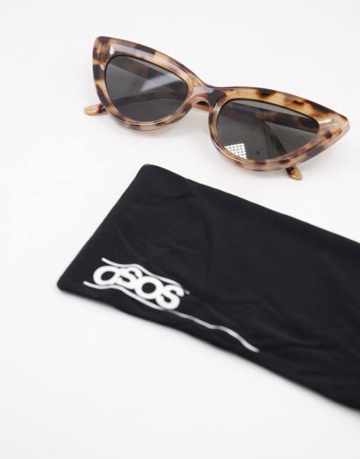 ASOS DESIGN – Ljusa spräckliga solglasögon i cateye-modell – BROWN, 4 av 4