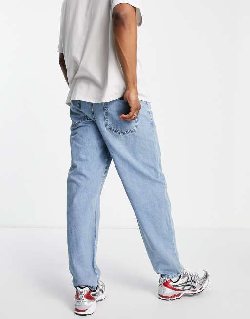 Asos Design Ljusa Stentvattade Baggy Jeans Asos
