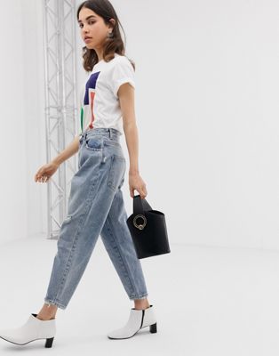 ASOS DESIGN - Ljusa vintage färgade jeans i boyfriend modell-Blå