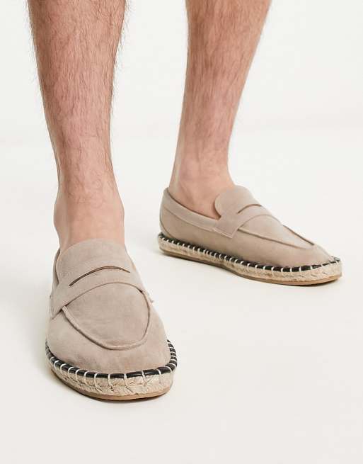 ASOS DESIGN – Ljusbeige espadrillos i pennyloafermodell av mockaimitation