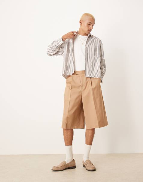 ASOS DESIGN – Ljusbeige finshorts i bermudastil och oversize - view 1