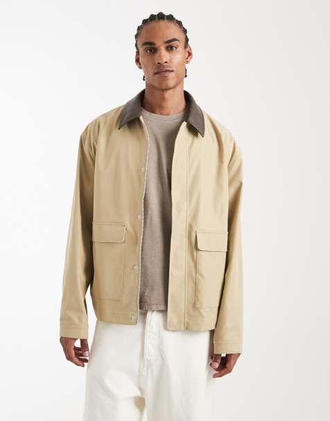 ASOS DESIGN – Ljusbeige jacka med kontrastfärgad krage - view 1