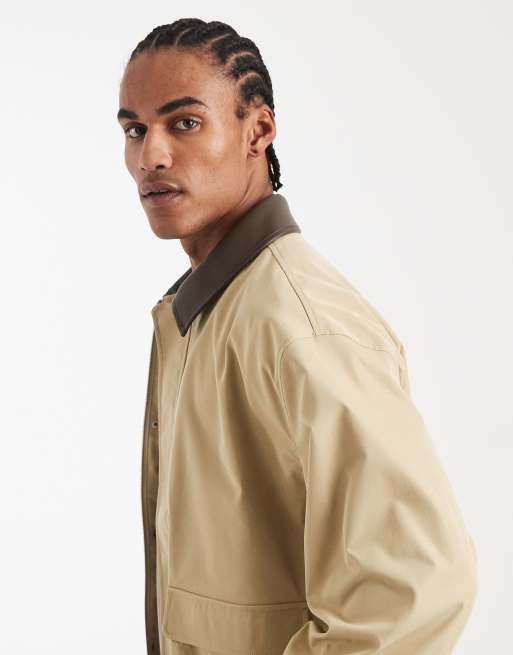 ASOS DESIGN – Ljusbeige jacka med kontrastfärgad krage, 4 av 5