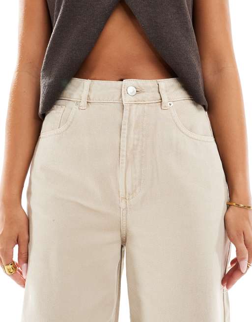 ASOS DESIGN – Ljusbeige jeans med vida ben, spänne baktill och hög midja, 5 av 5