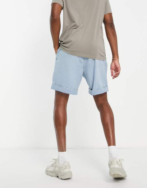 ASOS DESIGN – Ljusbeige, lätta, plisserade jeansshorts med vintagetvätt, 4 av 4