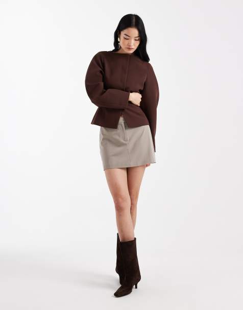 ASOS DESIGN – Ljusbeige minikjol i pelmet-modell - view 1