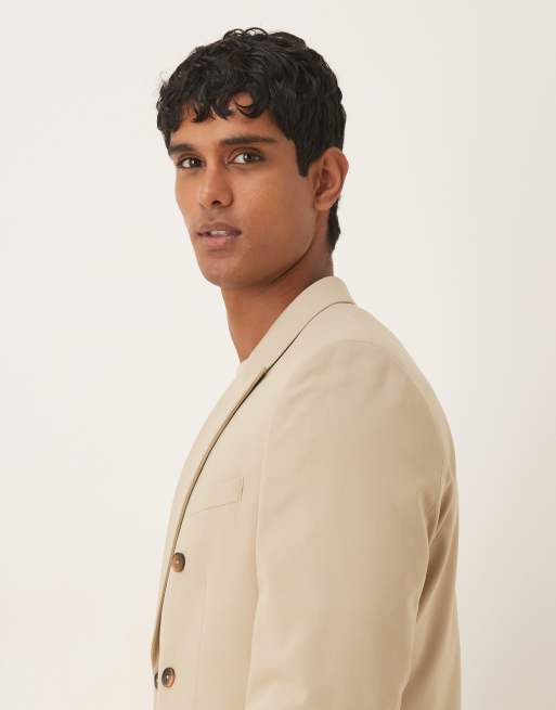 ASOS DESIGN – Ljusbeige, regular, dubbelknäppt kavaj, del av kostym, 4 av 5