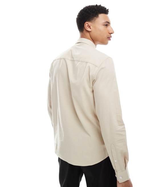ASOS DESIGN – Ljusbeige, regular oxfordskjorta, 3 av 4