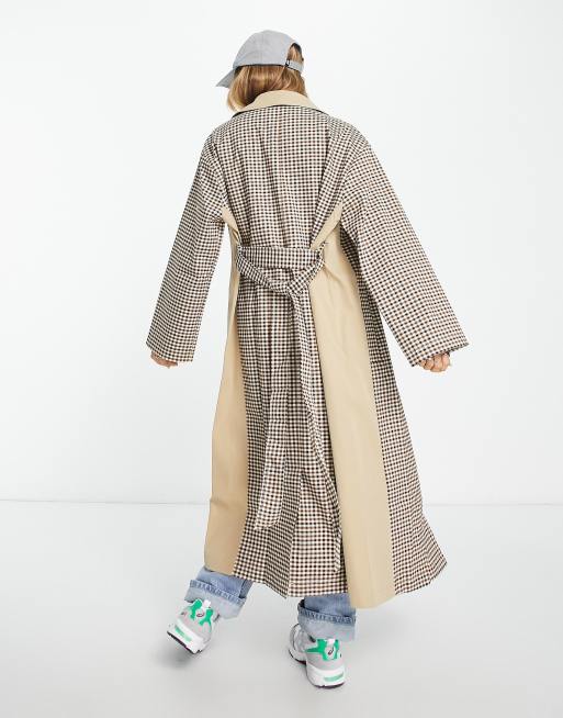 ASOS DESIGN – Ljusbeige, rutig trenchcoat, 2 av 4